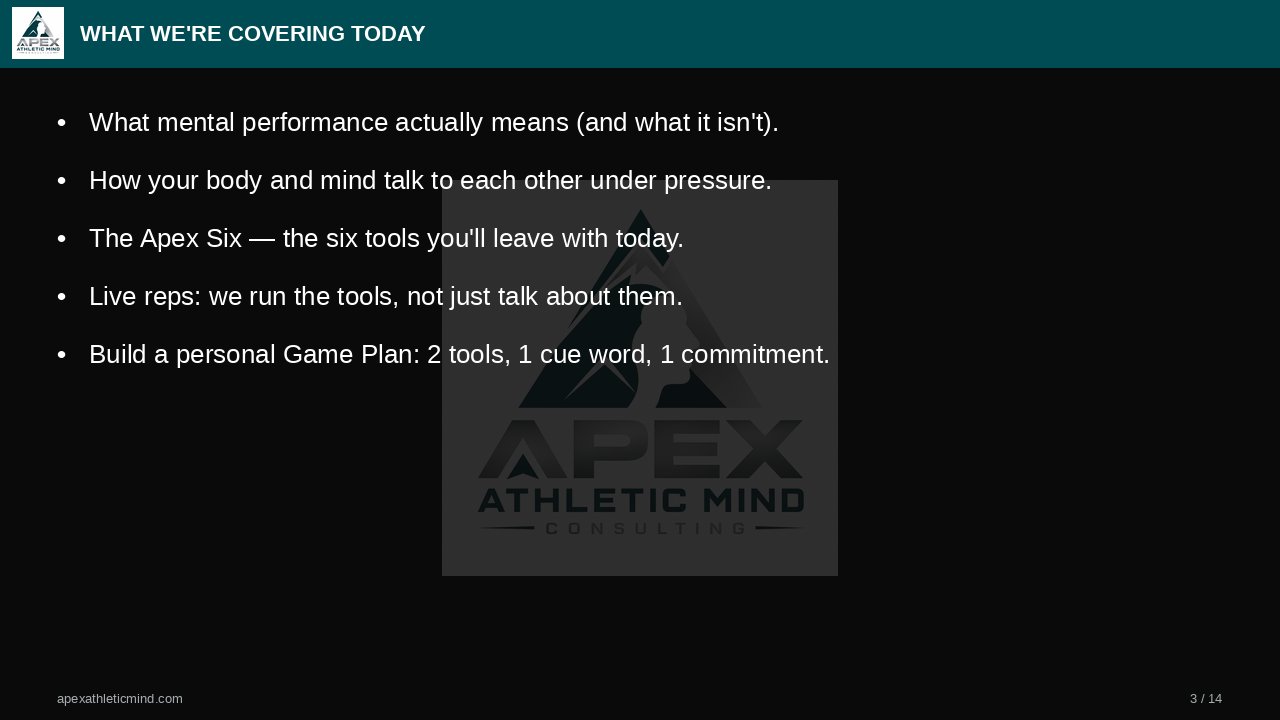 Training the Mind to Win — sample slide preview