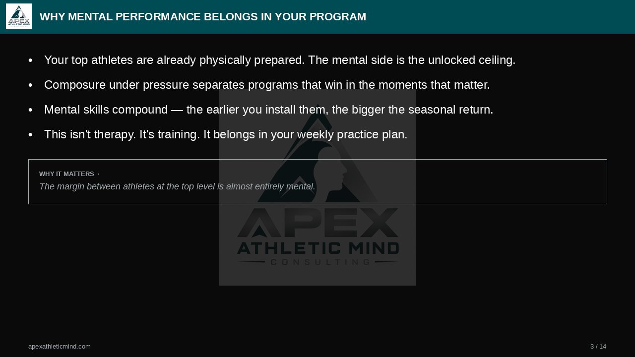 Mental Performance for Coaches — sample slide preview